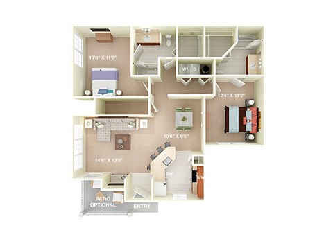 Hunter Classic 2 bedroom 1 bathroom at Fortress Grove, Murfreesboro, 37128